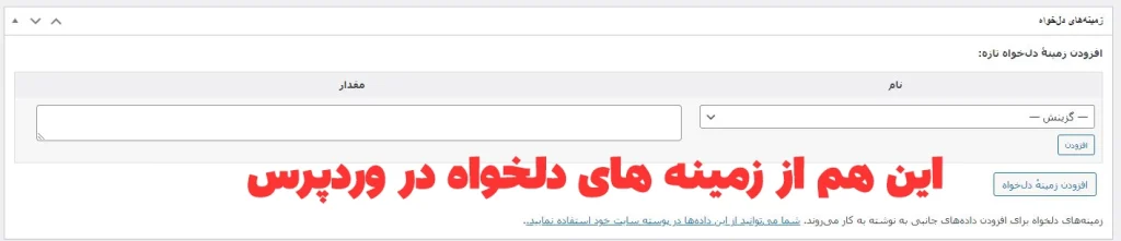 فعال شدن بخش زمینه های دلخواه در وردپرس