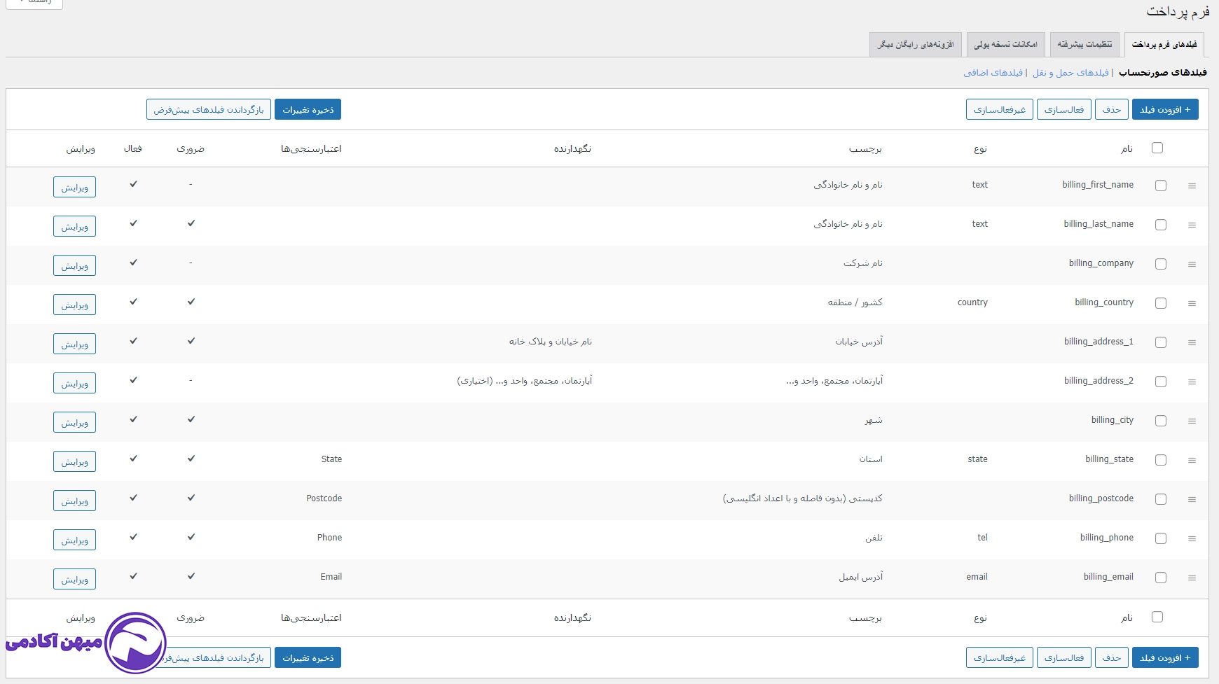 ویرایش صفحه پرداخت ووکامرس