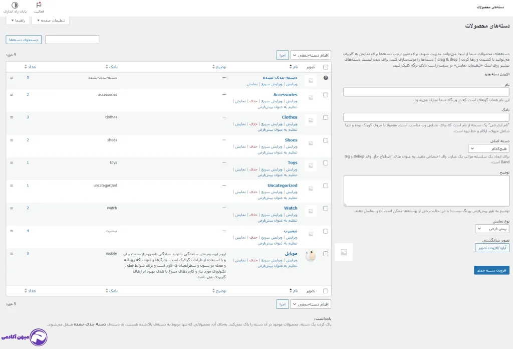 ساخت دسته بندی محصولات و مدیریت دسته های فروشگاه ووکامرس