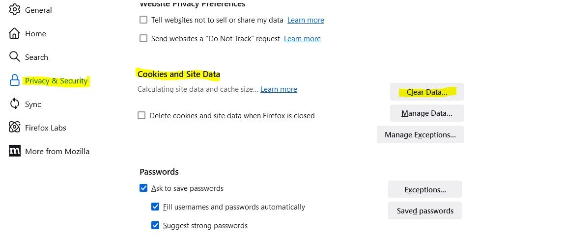 حذف کردن کش مرورگر فایرفاکس