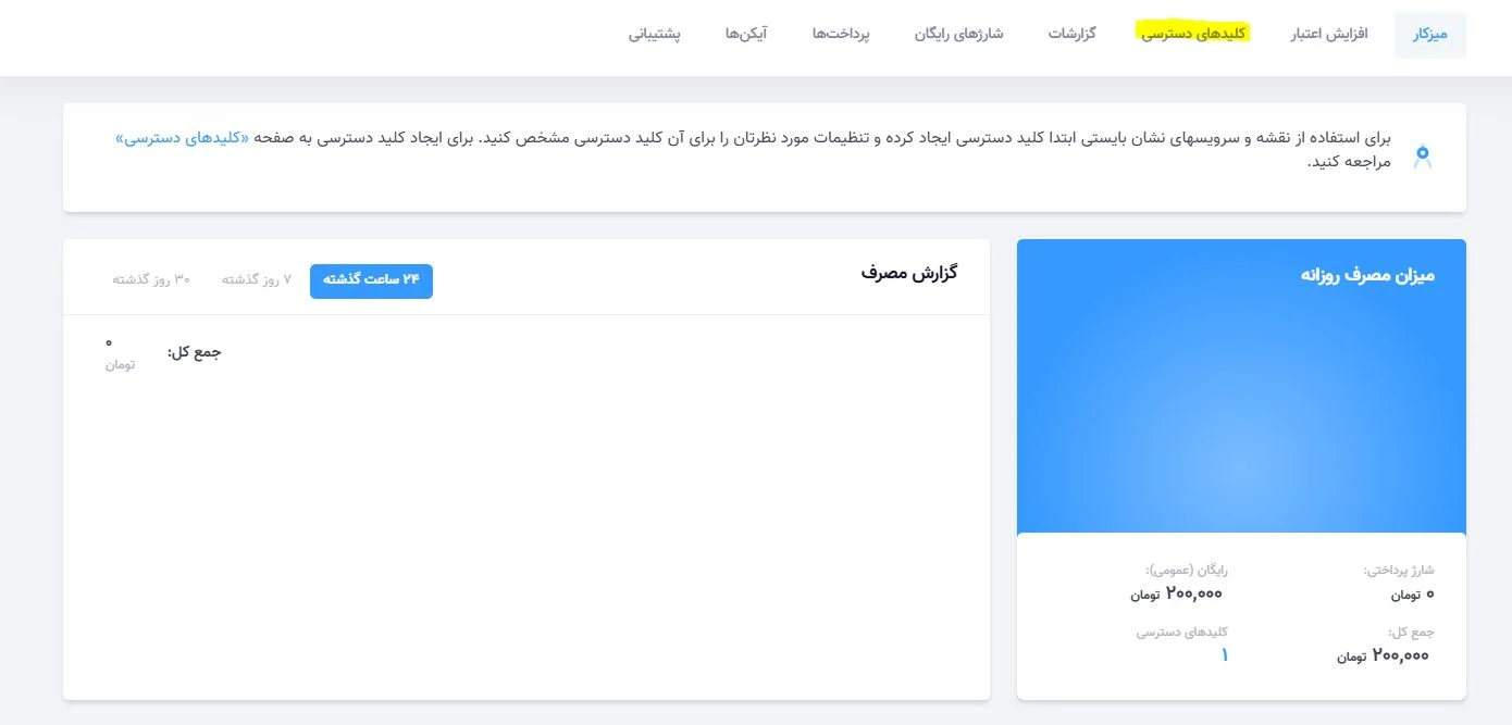 کلیدهای دسترسی در نشان