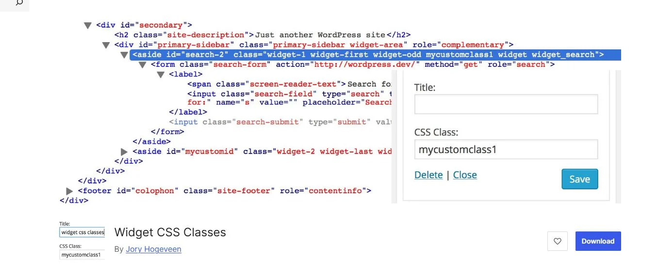 افزونه Widget CSS Classes