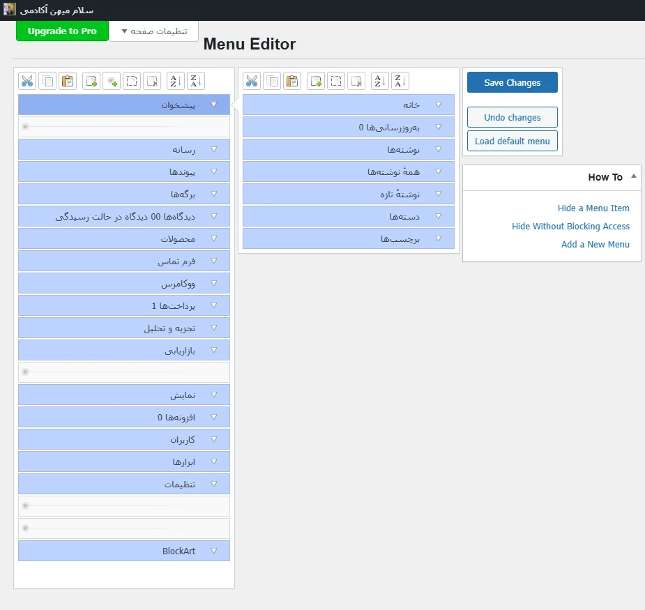 سفارشی سازی منو های پنل مدیریت وردپرس