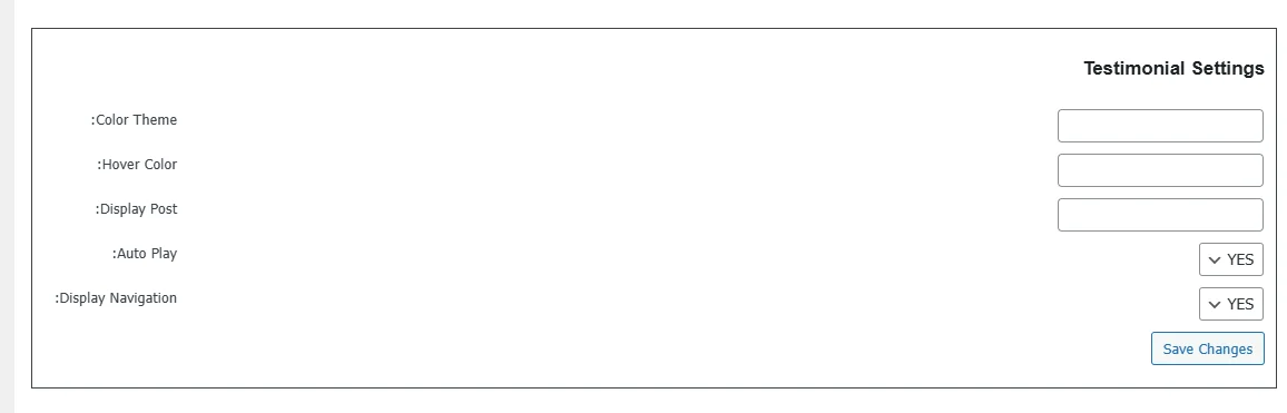 تنظیمات افزونه Easy Testimonials Slider