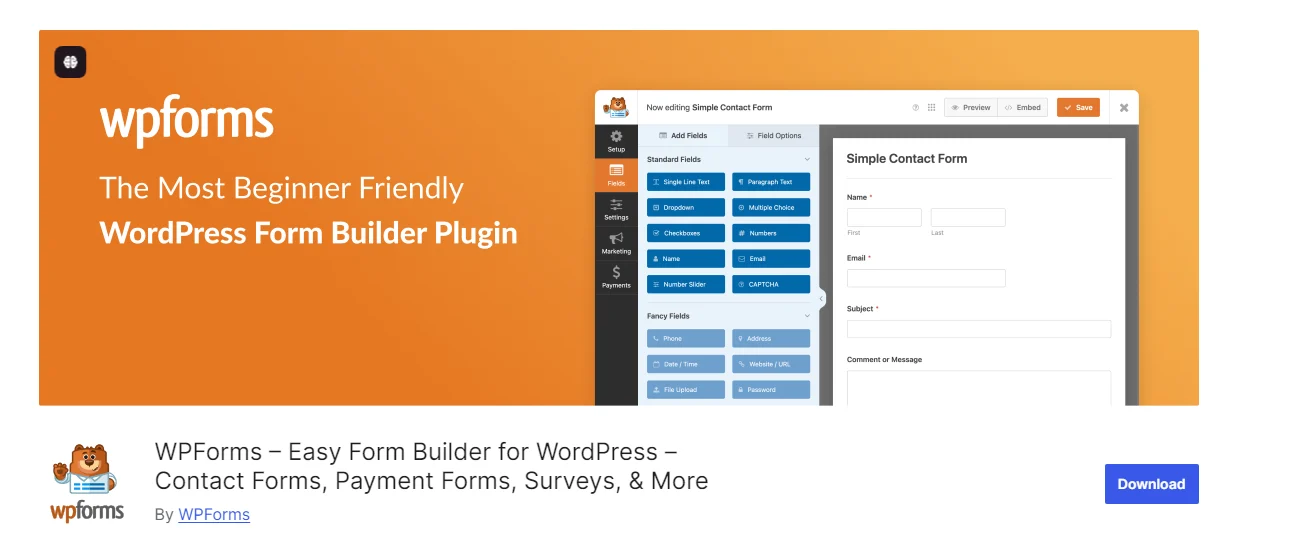 WPForms بهترین افزونه فرم ساز حرفه ای