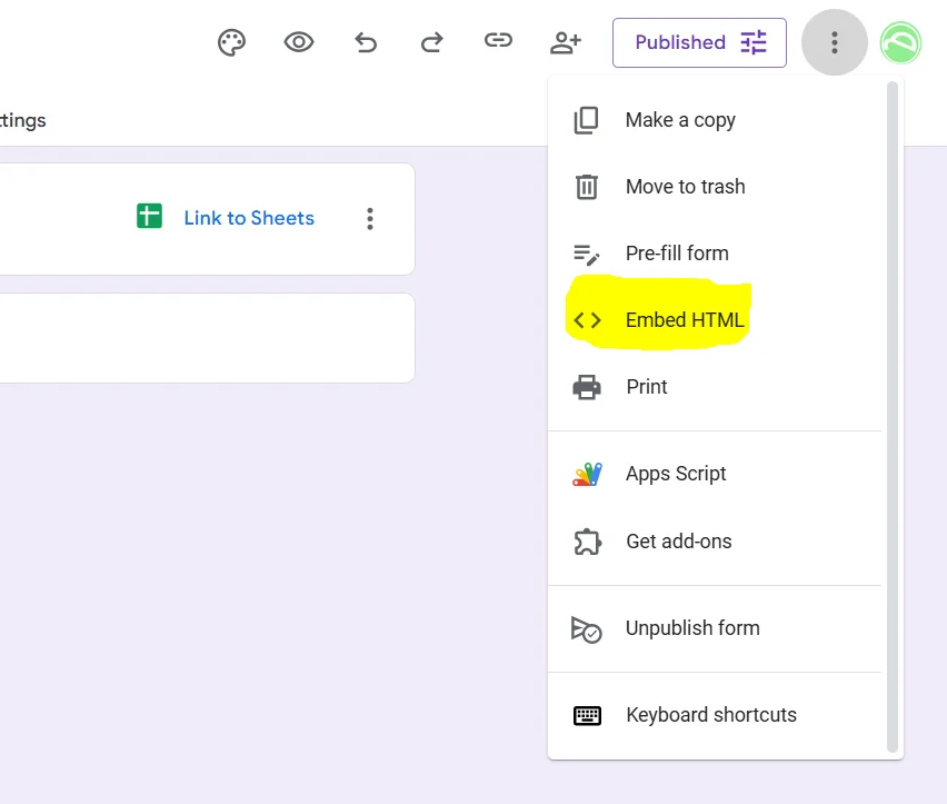 نمایش گوگل فرم ساخته شده در سایت وردپرس