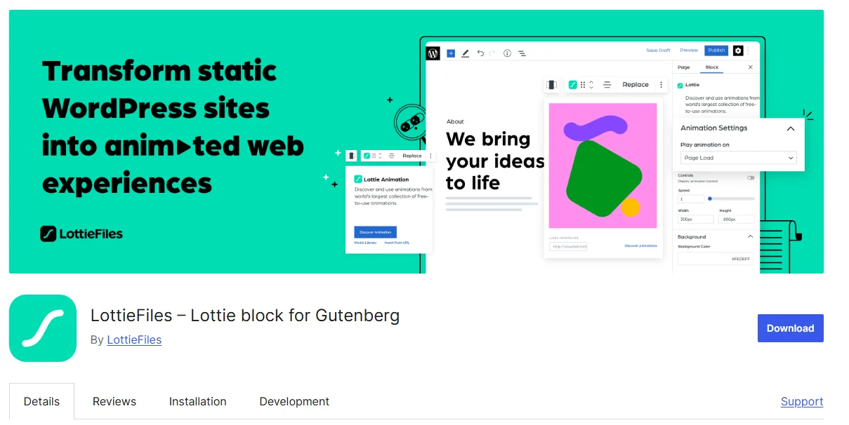 افزونه lottiefiles برای نمایش فایل های GIF