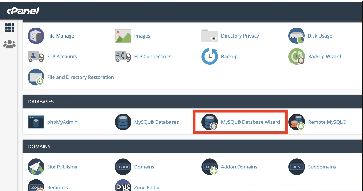 ساخت دیتابیس در سی پنل