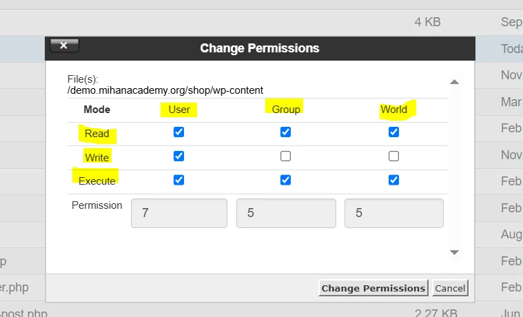 تغییرات سطح دسترسی فولدر ها