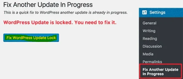 بعد از وارد شدن به Fix Another Update In Progress