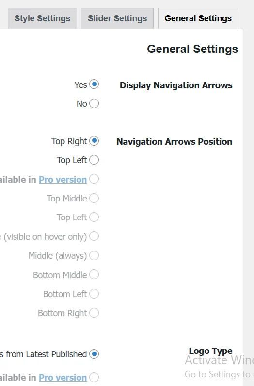 تنظیمات افزونه Logo Carousel Slider
