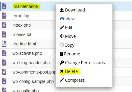 پاک کردن فایل به زودی بر میگردیم در وردپرس