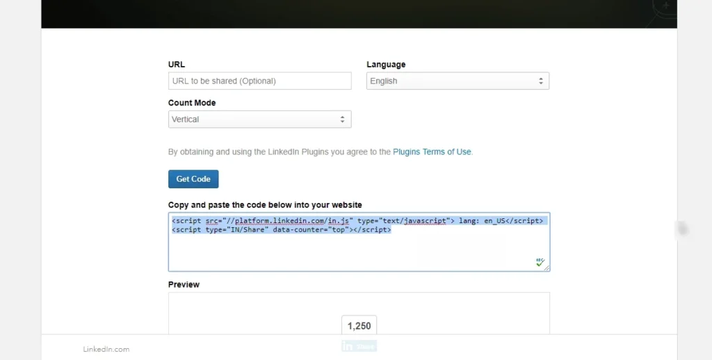 اضافه کردن دکمه لینکدین در سایت