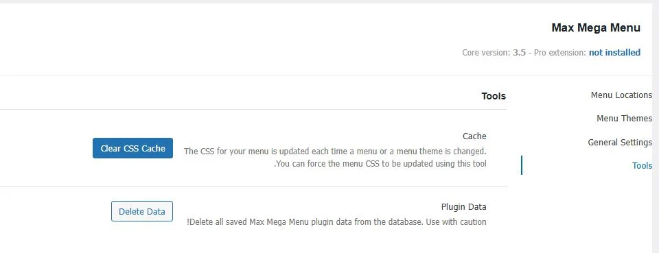 Tools در مگامنو وردپرس