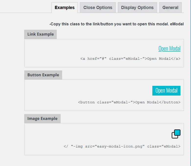Examples و نمایش پاپ آپ در سایت
