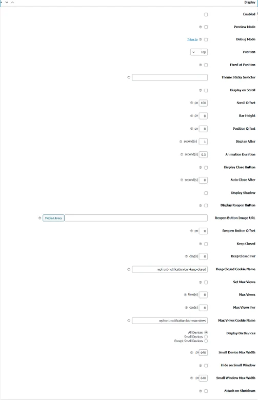 بخش اول - تنظیمات افزونه WPFront Notification Bar