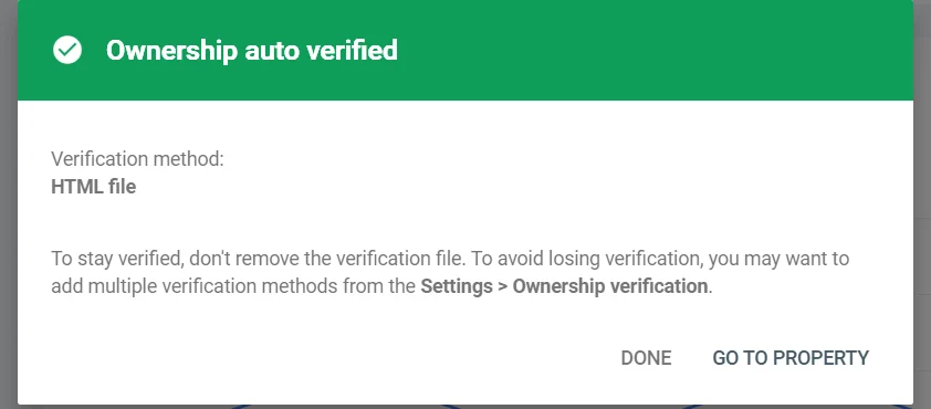 Ownership auto verified
